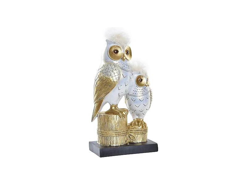 FIGURA RESINA 14,5X9X26 BUHOS DORADO