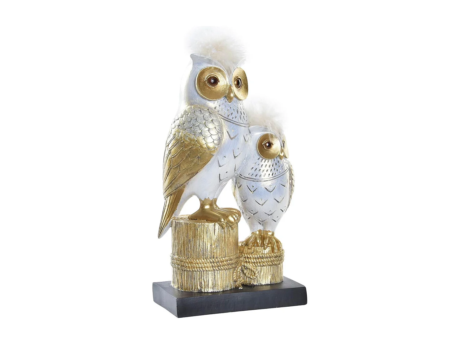 FIGURA RESINA 14,5X9X26 BUHOS DORADO