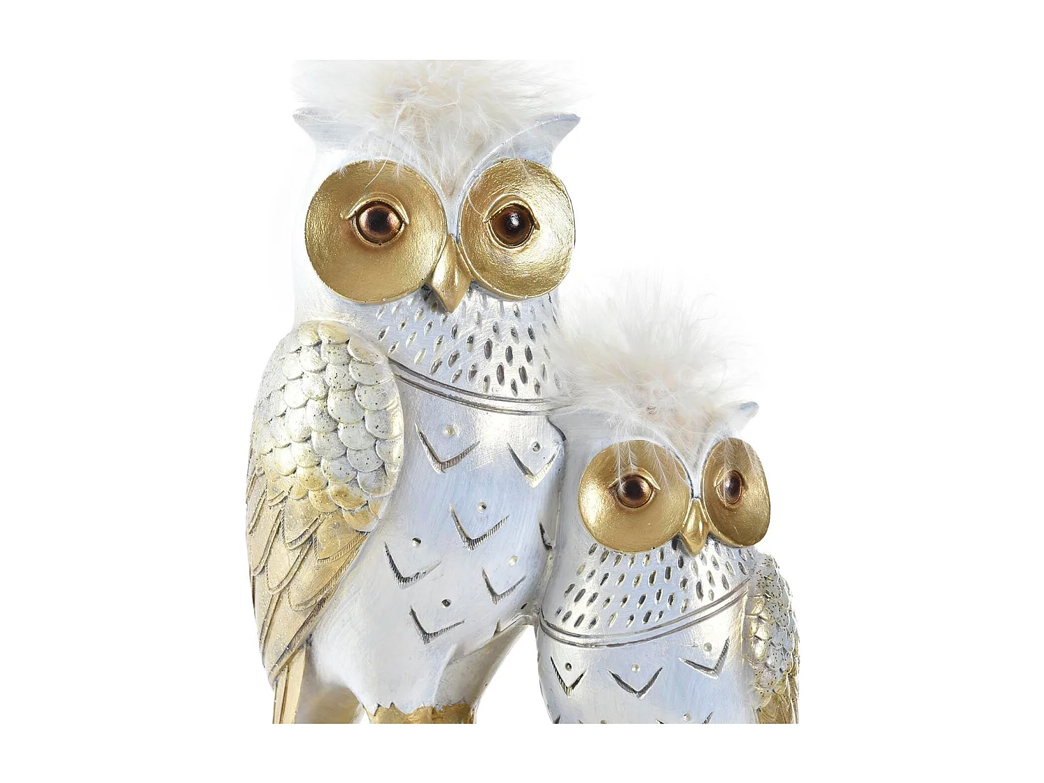 FIGURA RESINA 14,5X9X26 BUHOS DORADO