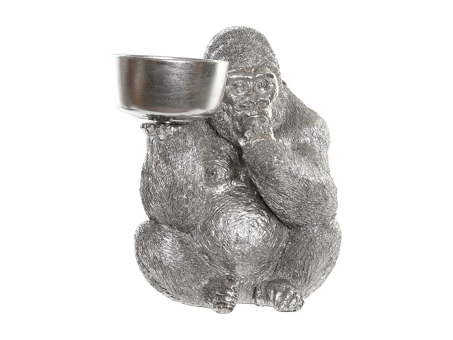 FIGURA RESINA 32X26,5X36 GORILA PLATEADO