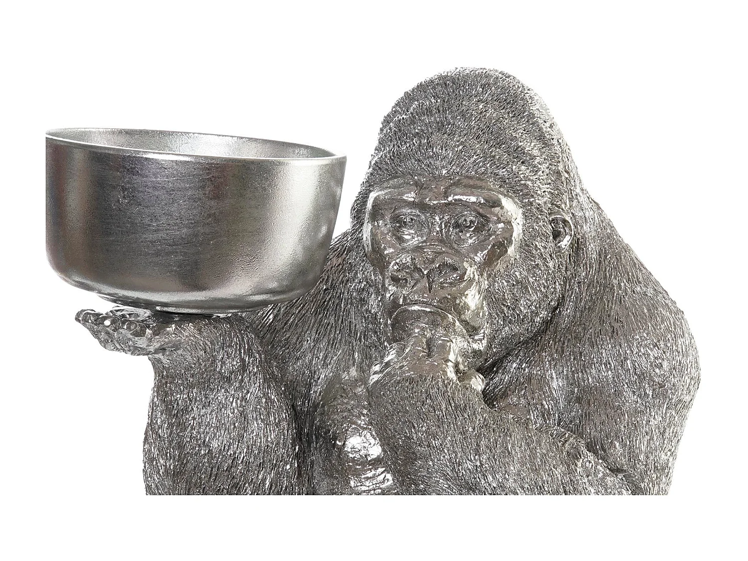 Statua di Gorilla Argentato in Resina 32x26,5x36 cm - Baanvalú