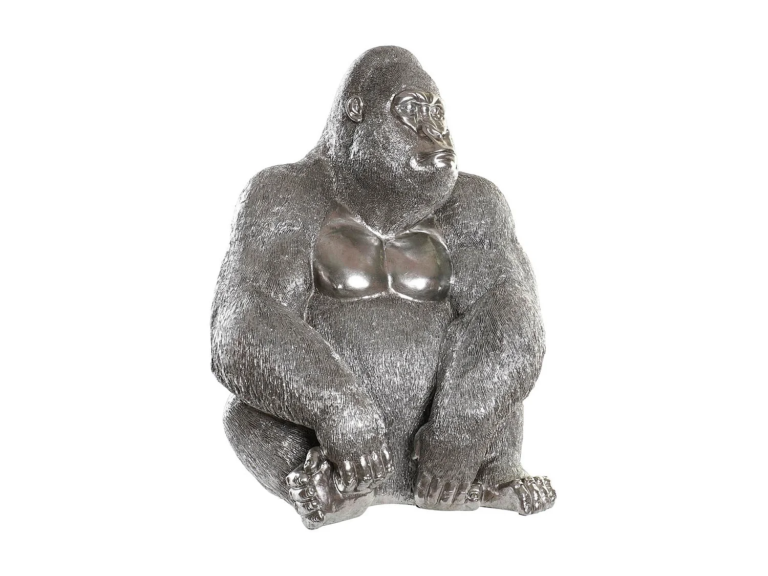 FIGURA RESINA 46X40X61 GORILA PLATEADO