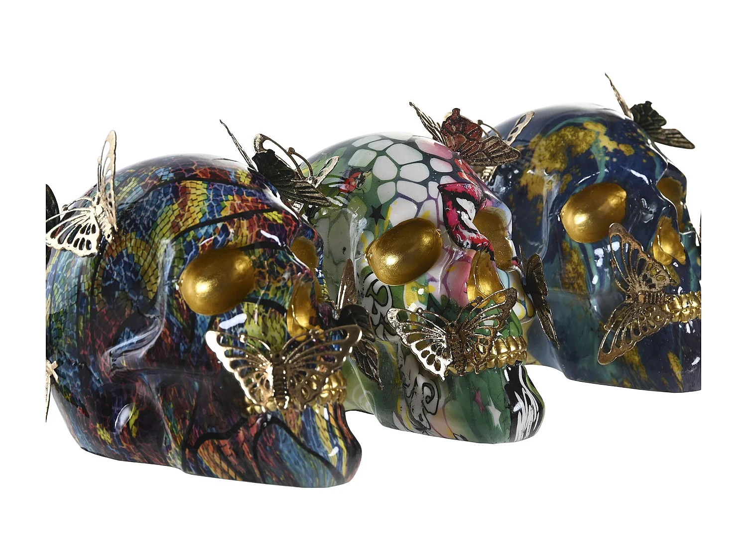 FIGURA RESINA METAL 15,5X10,5X11 CALAVERA 3 SURT.