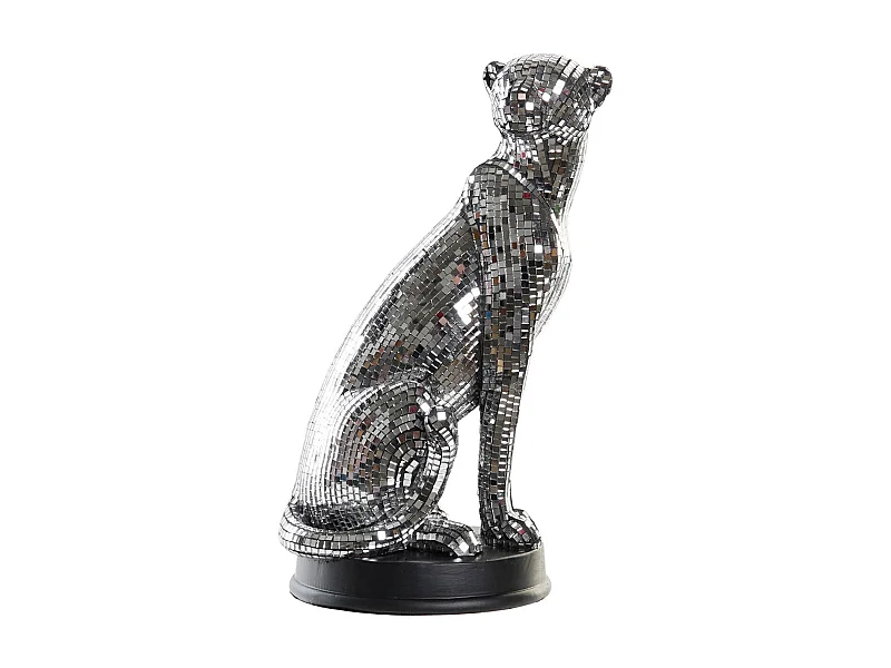 Figurine en Résine Leopardo Espejo 19,5x16x31,5 cm - Décoration Moderne pour Maison et Bureau