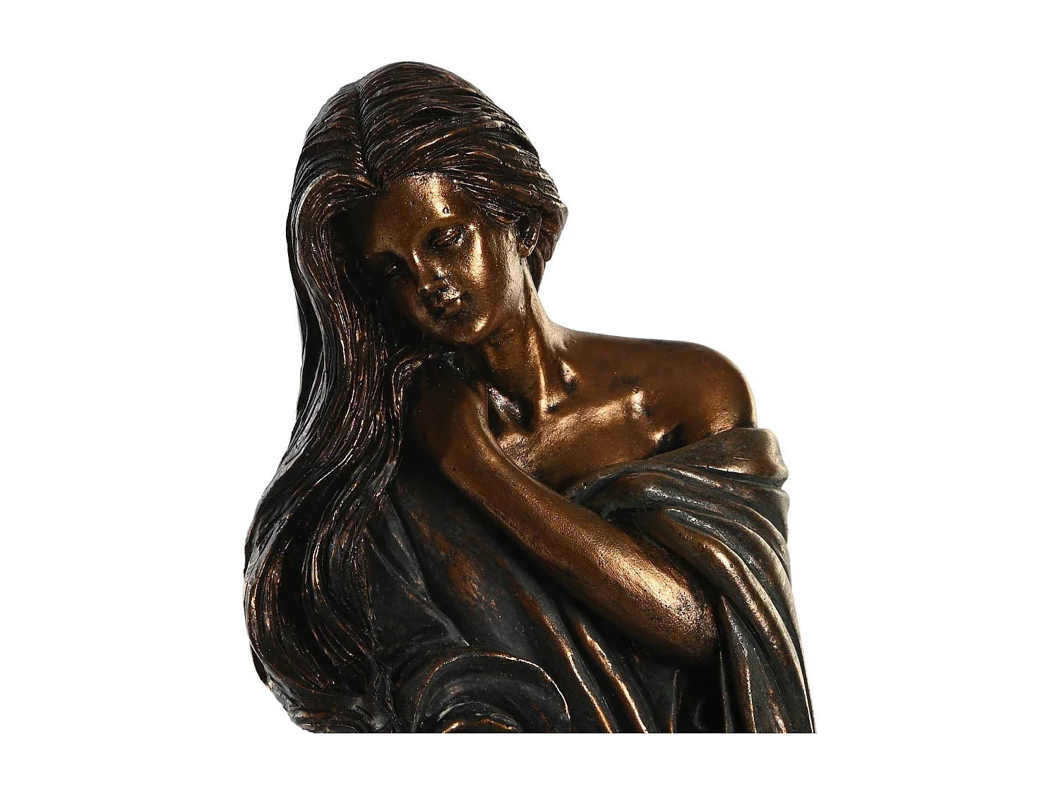 Figura de resina 'Mujer Cobrizo' 17x11x32,5 cm - Decoración elegante para salón, oficina - Color cobrizo