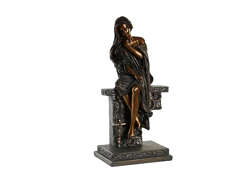 Figura de resina 'Mujer Cobrizo' 17x11x32,5 cm - Decoración elegante para salón, oficina - Color cobrizo