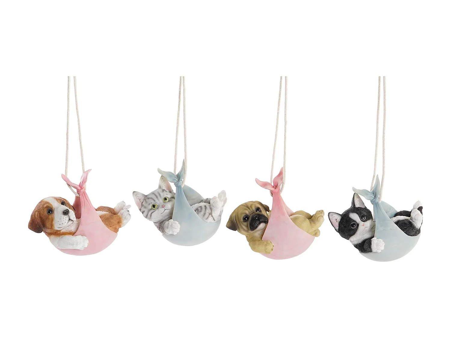 FIGURA RESINA 18X12,5X16 PERRO GATO 4 SURT.