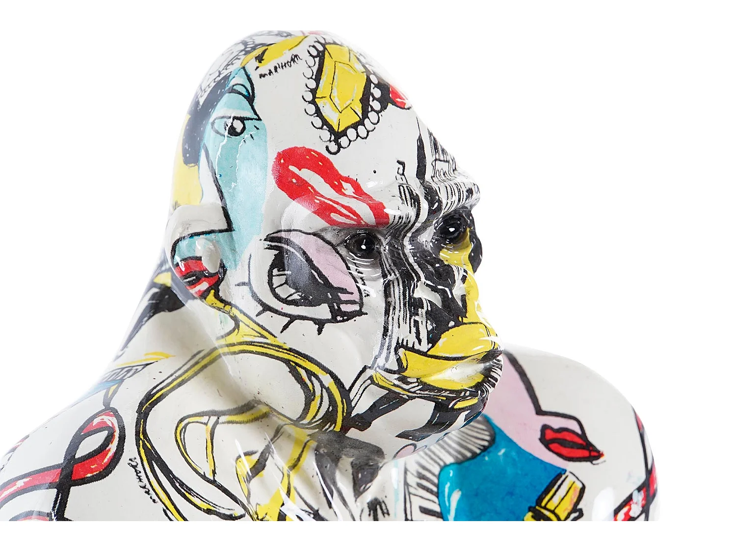 FIGURA RESINA 14X13X22 GORILA DORADO