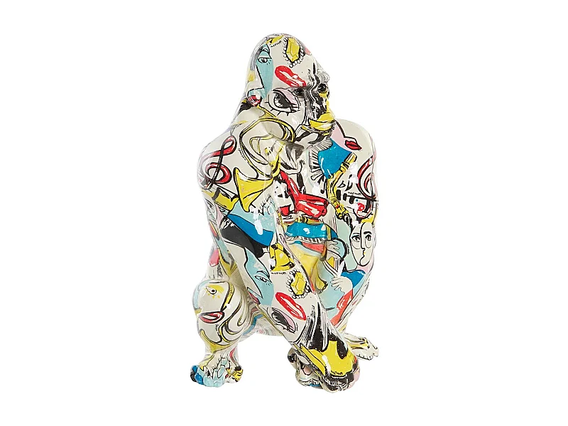 FIGURA RESINA 14X13X22 GORILA DORADO