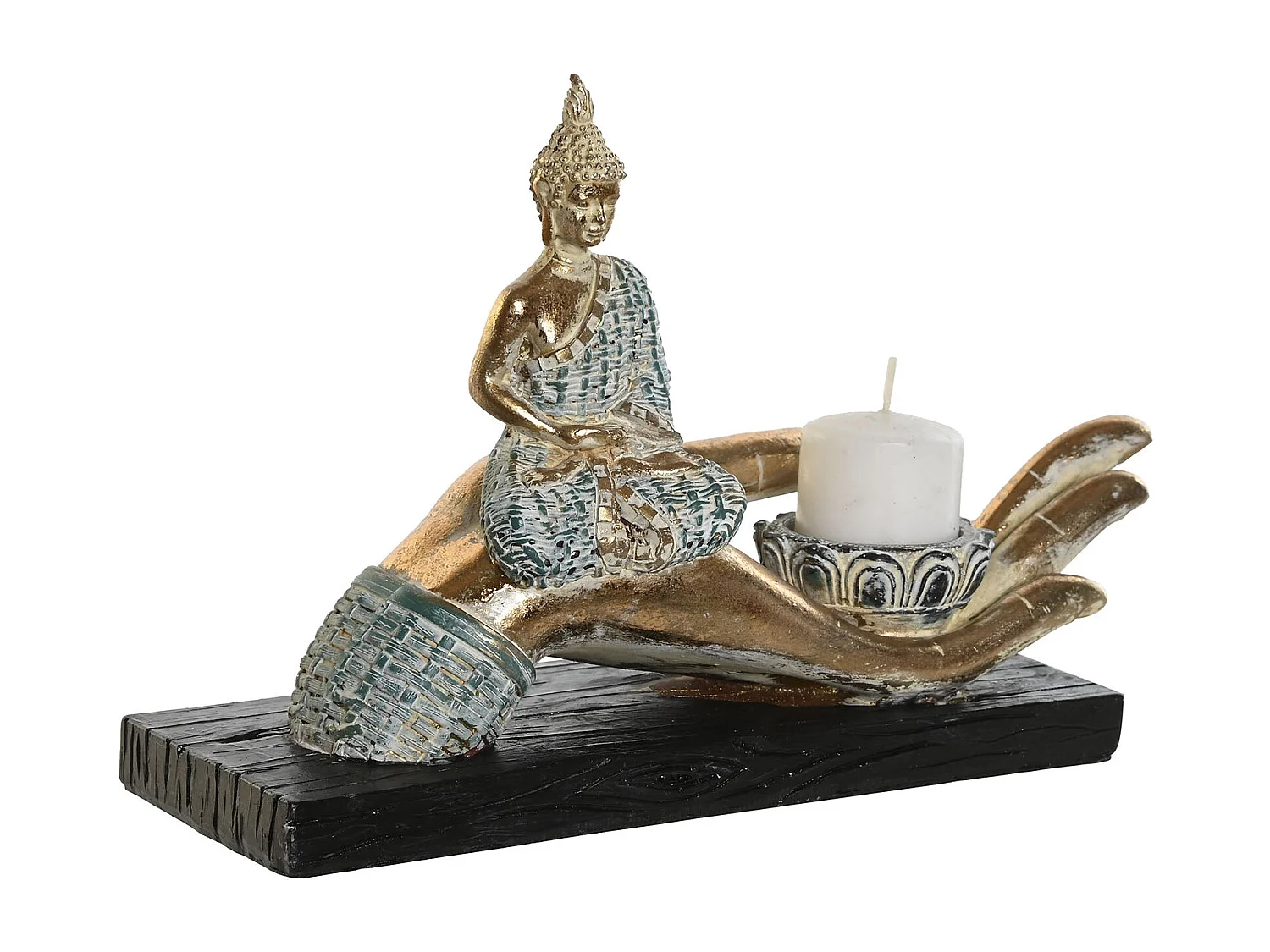 FIGURA RESINA 25,7X8X16 BUDA MANO DECAPE 2 SURT.