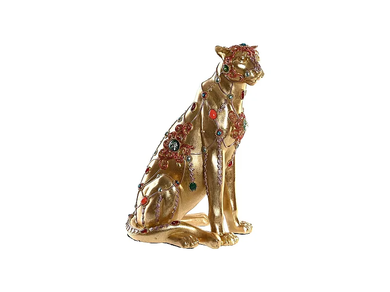 FIGURA RESINA 25,5X17X33 LEOPARDO DORADO