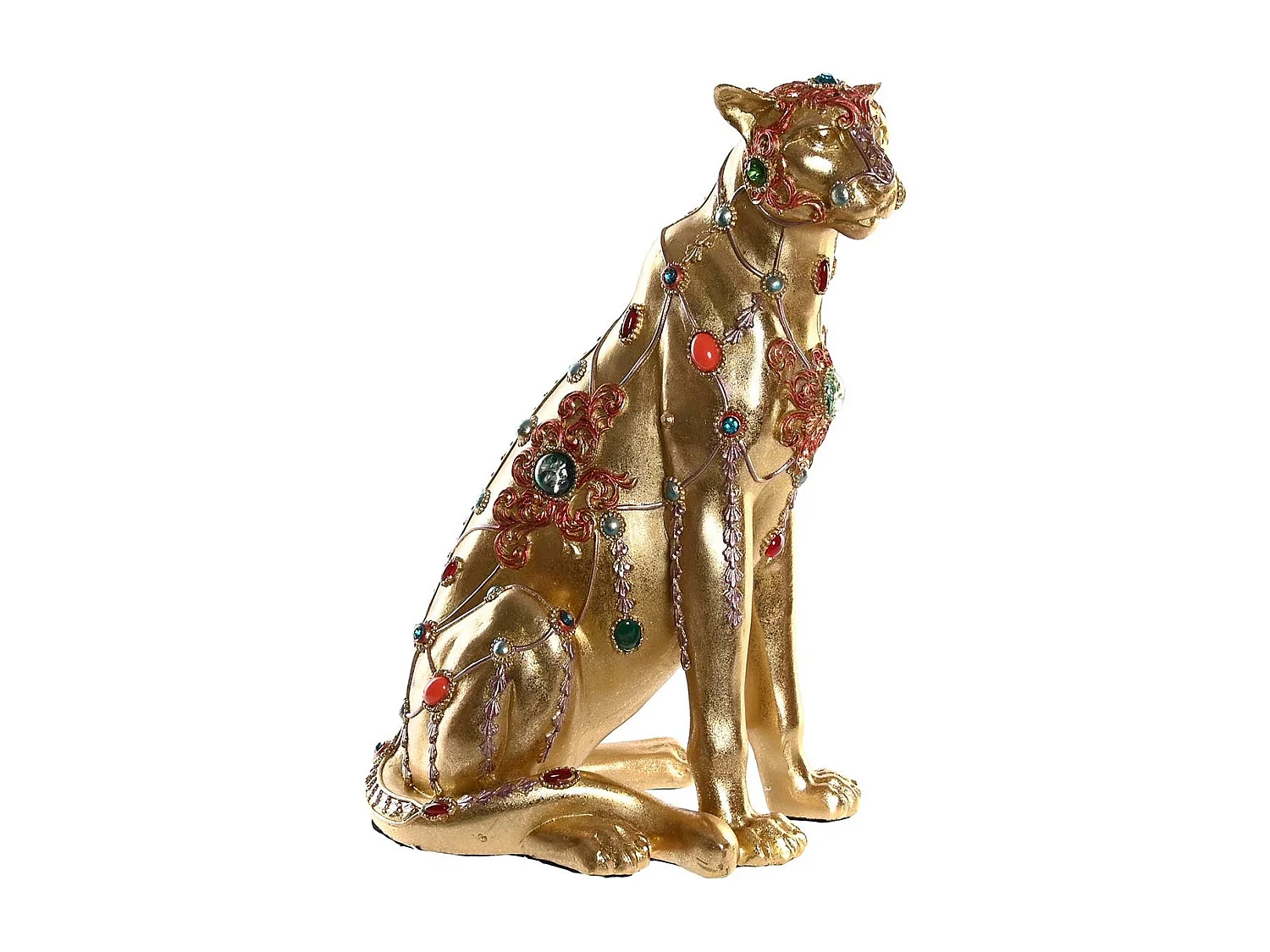 FIGURA RESINA 25,5X17X33 LEOPARDO DORADO