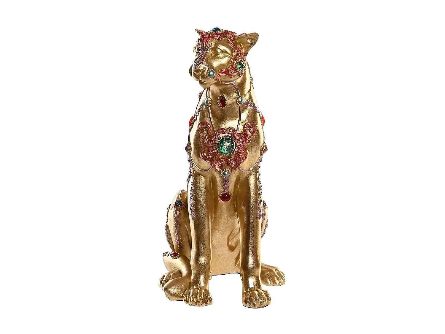 FIGURA RESINA 25,5X17X33 LEOPARDO DORADO