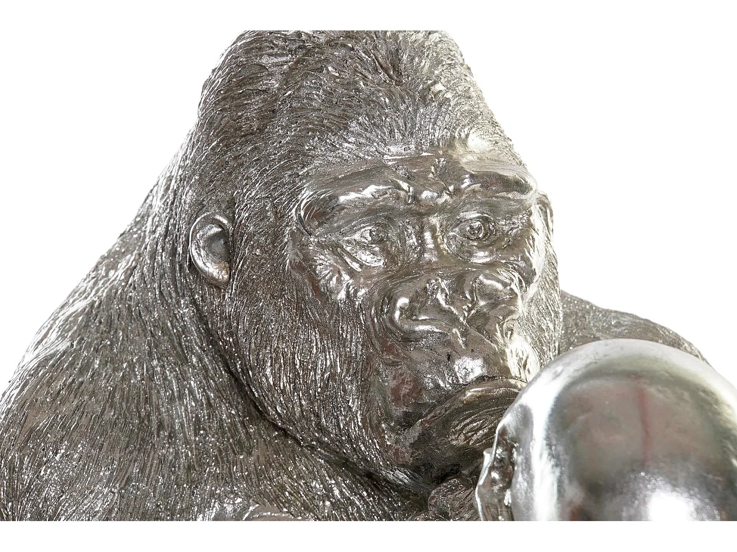 FIGURA RESINA 38,5X33X43,5 GORILA PLATEADO