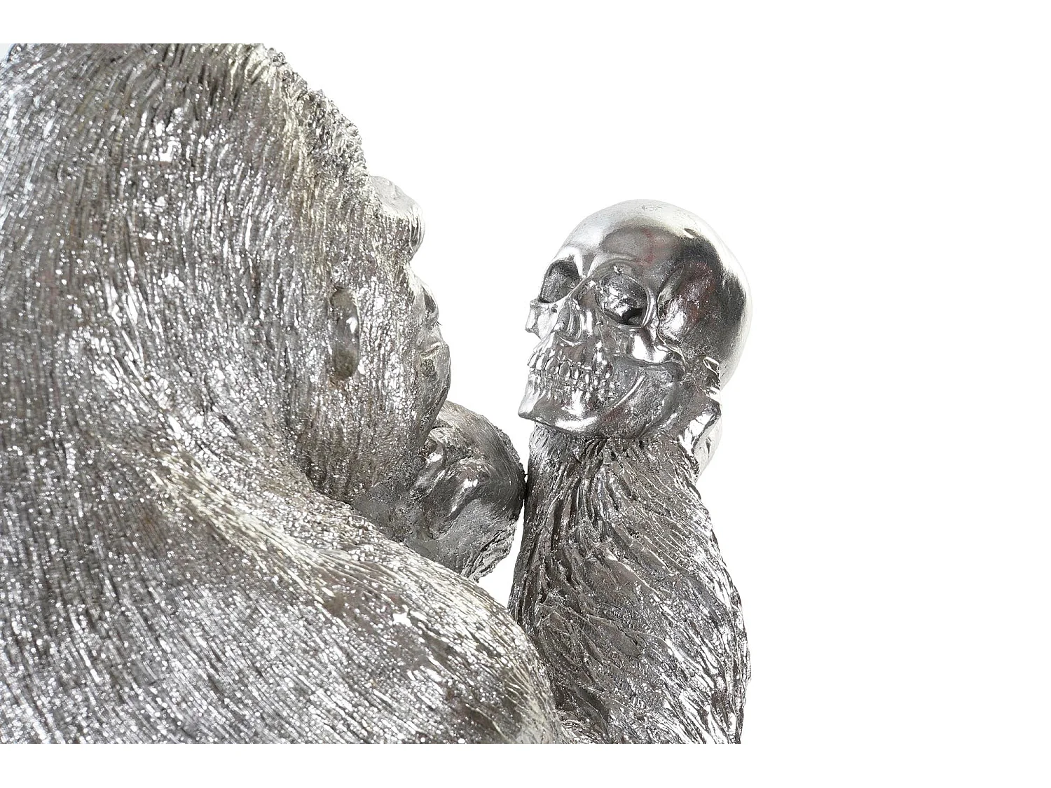 FIGURA RESINA 38,5X33X43,5 GORILA PLATEADO