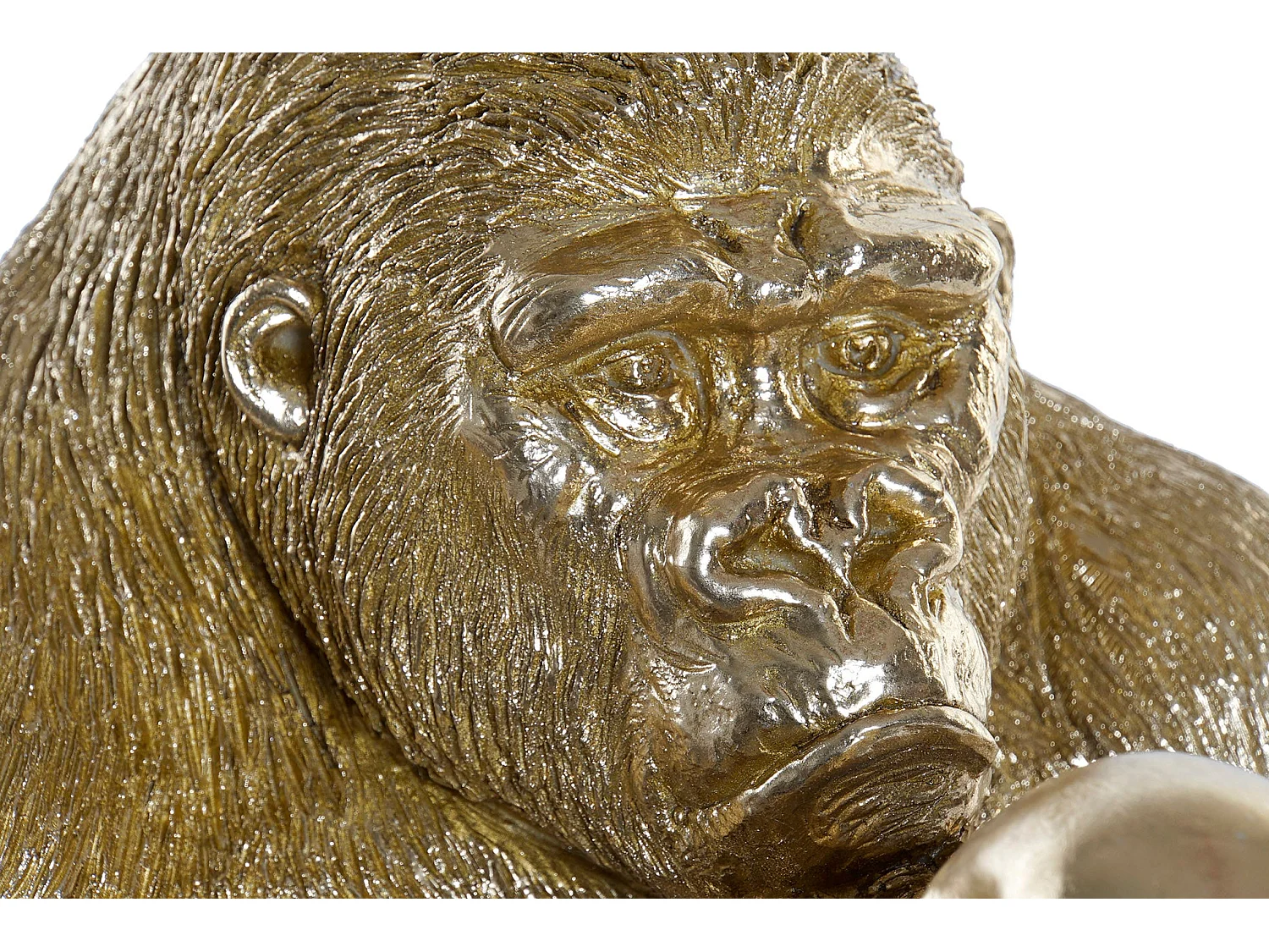 Gouden Gorilla Beeld van Resin 50x50x50 cm – Asymmetrische Sculptuur van Staal, Hedendaagse Elegant
