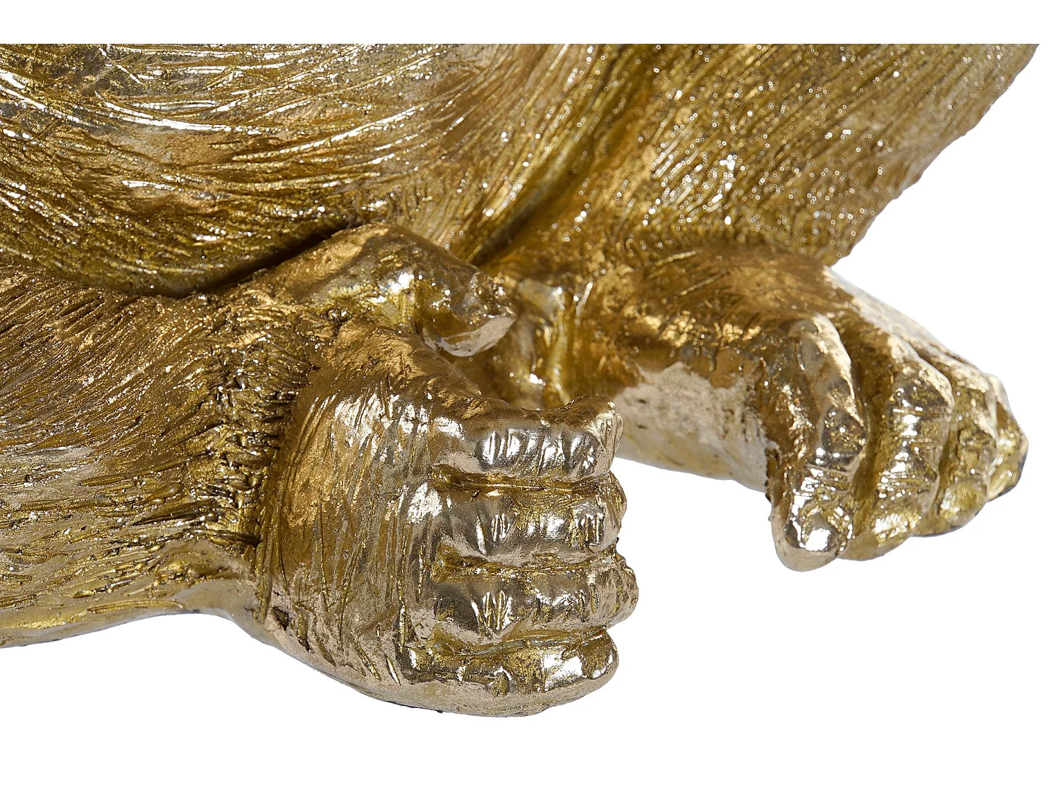 Gouden Gorilla Beeld van Resin 50x50x50 cm – Asymmetrische Sculptuur van Staal, Hedendaagse Elegant
