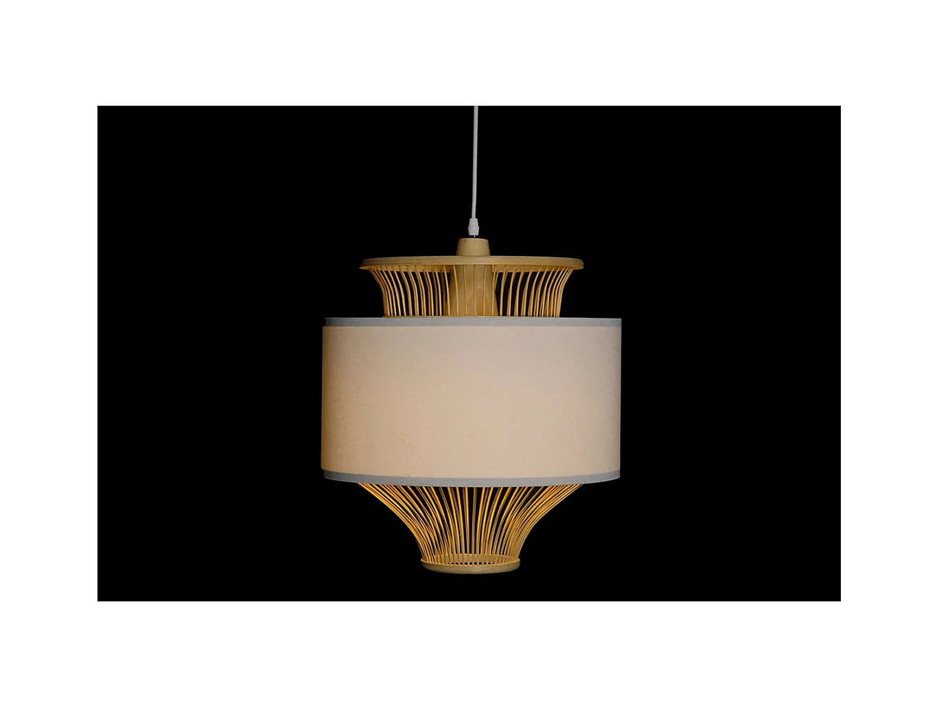 Suspension DKD Home Decor Blanc Polyester Bambou