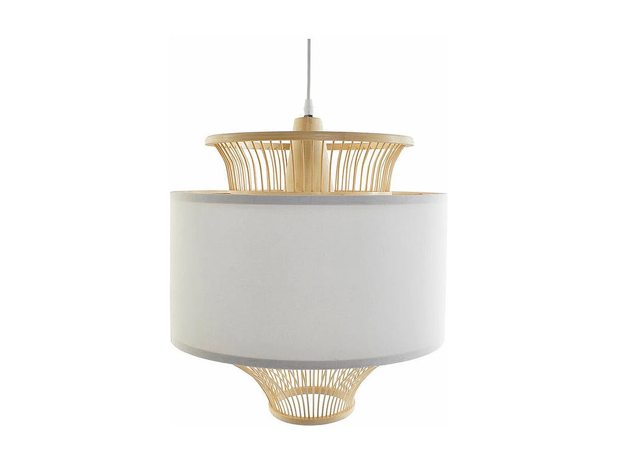 Suspension DKD Home Decor Blanc Polyester Bambou