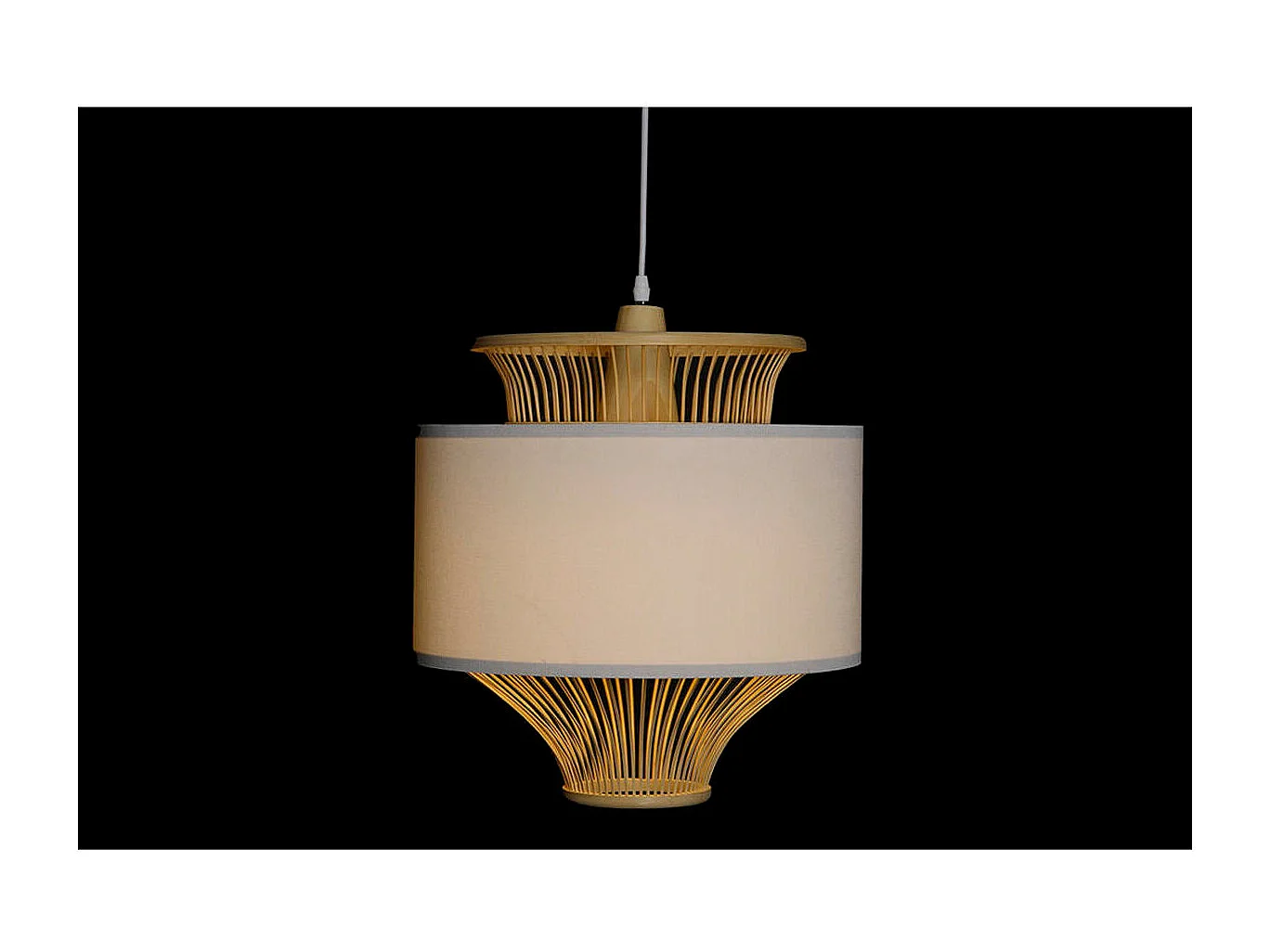 Suspension DKD Home Decor Blanc Polyester Bambou