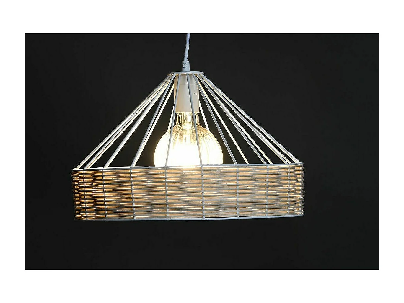 Suspension DKD Home Décor Noir Métal Rotin ( 2 unités )