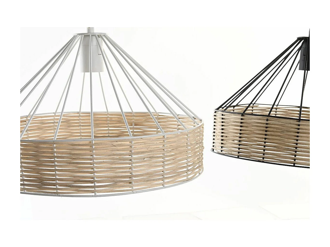 Suspension DKD Home Décor Noir Métal Rotin ( 2 unités )