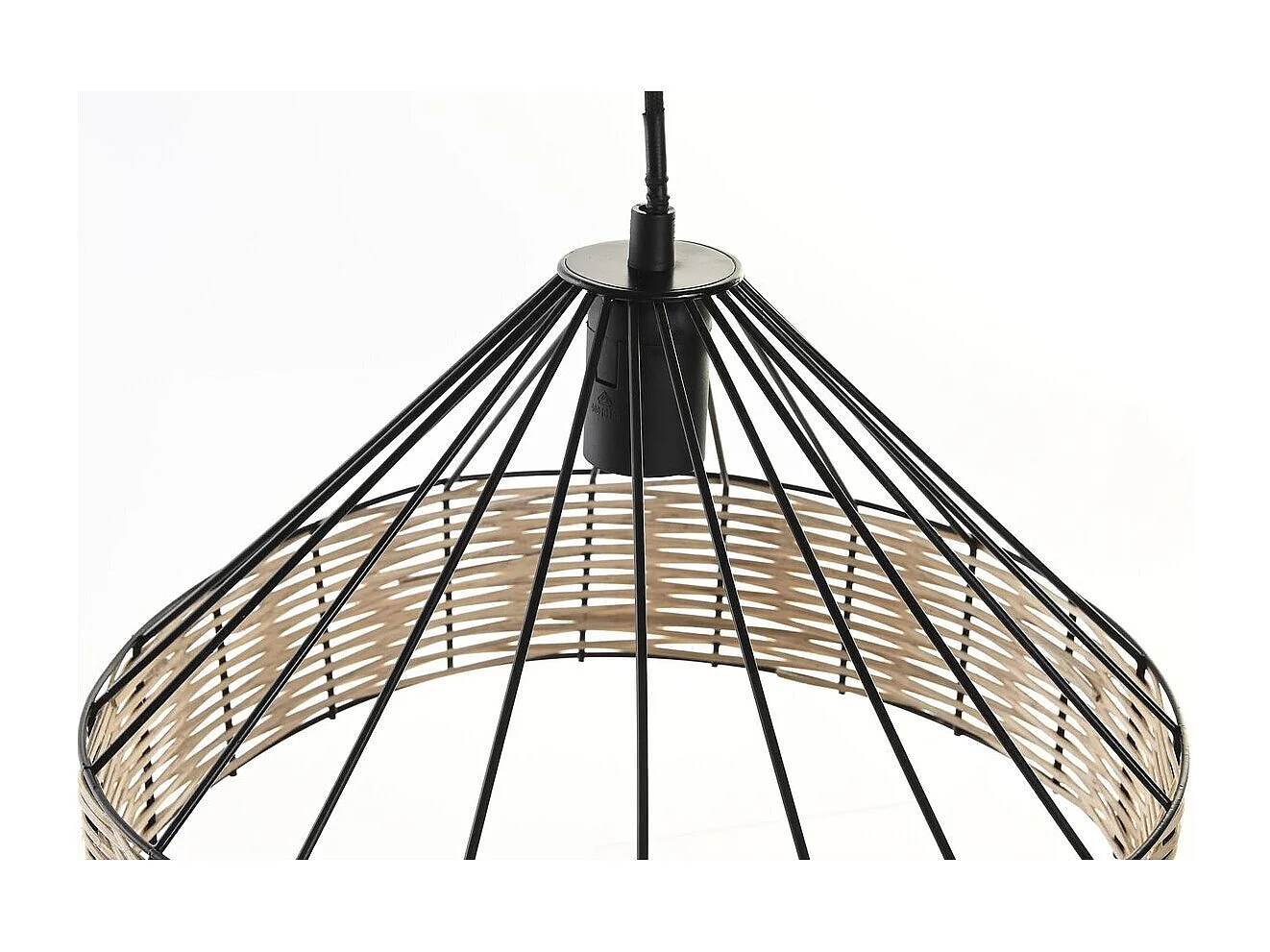 Lámpara colgante DKD Home Décor Mimbre Metal Negro ( 2 unidades )