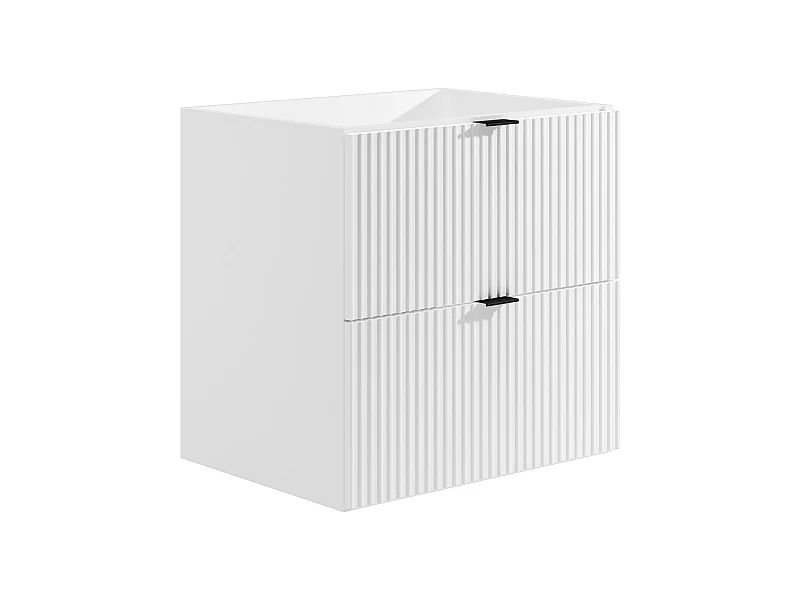 Mueble de baño suspendido estriado - Blanco mate - 60 cm - ZEVINI
