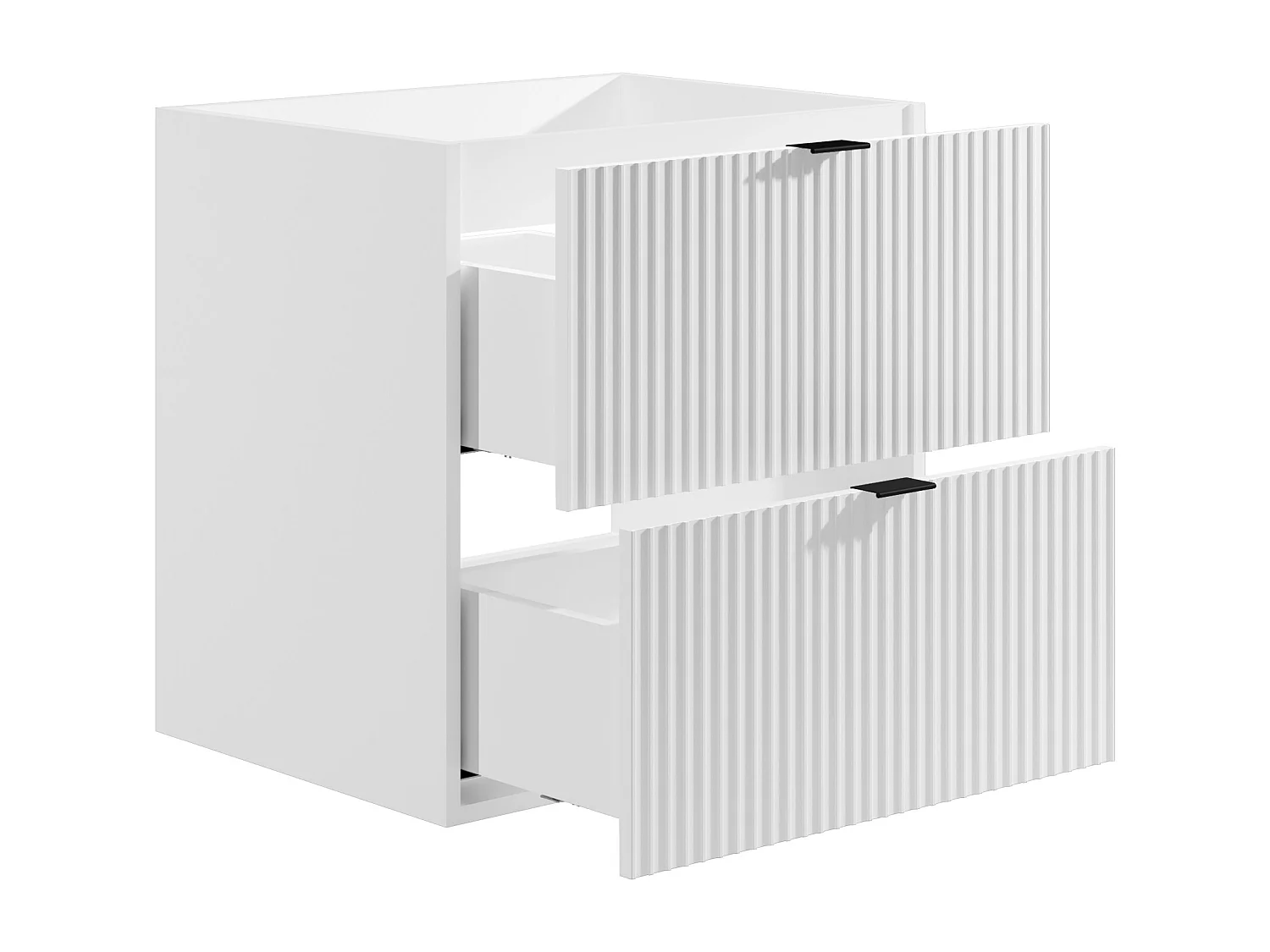 Mueble de baño suspendido estriado - Blanco mate - 60 cm - ZEVINI