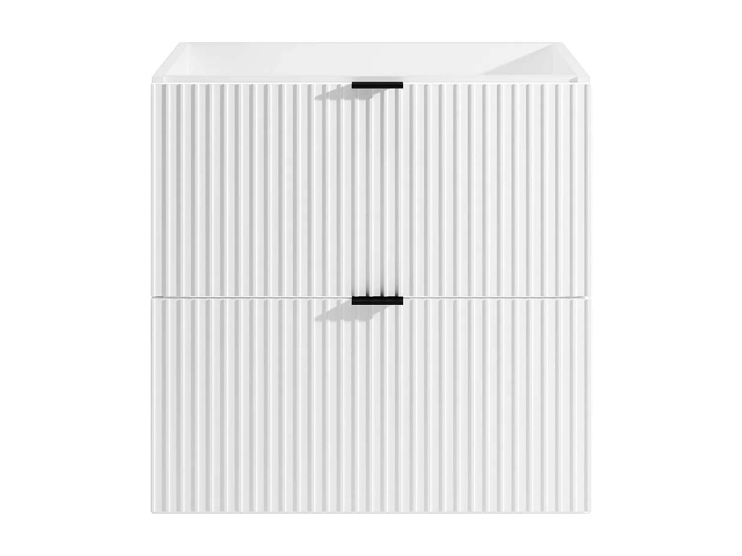 Waschbeckenunterschrank hängend - Streifenoptik - Weiß matt - 60 cm - ZEVINI