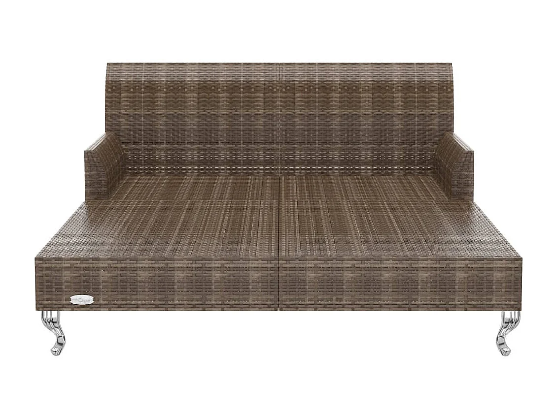 2-Personen-Sonnenliege mit Auflagen Poly Rattan Braun