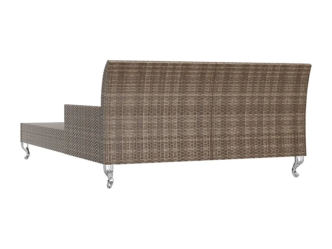 2-Personen-Sonnenliege mit Auflagen Poly Rattan Braun