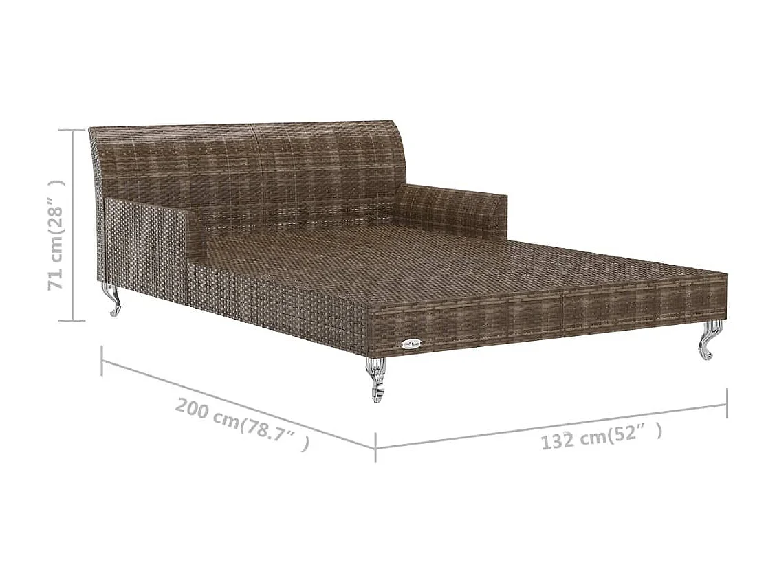 2-Personen-Sonnenliege mit Auflagen Poly Rattan Braun