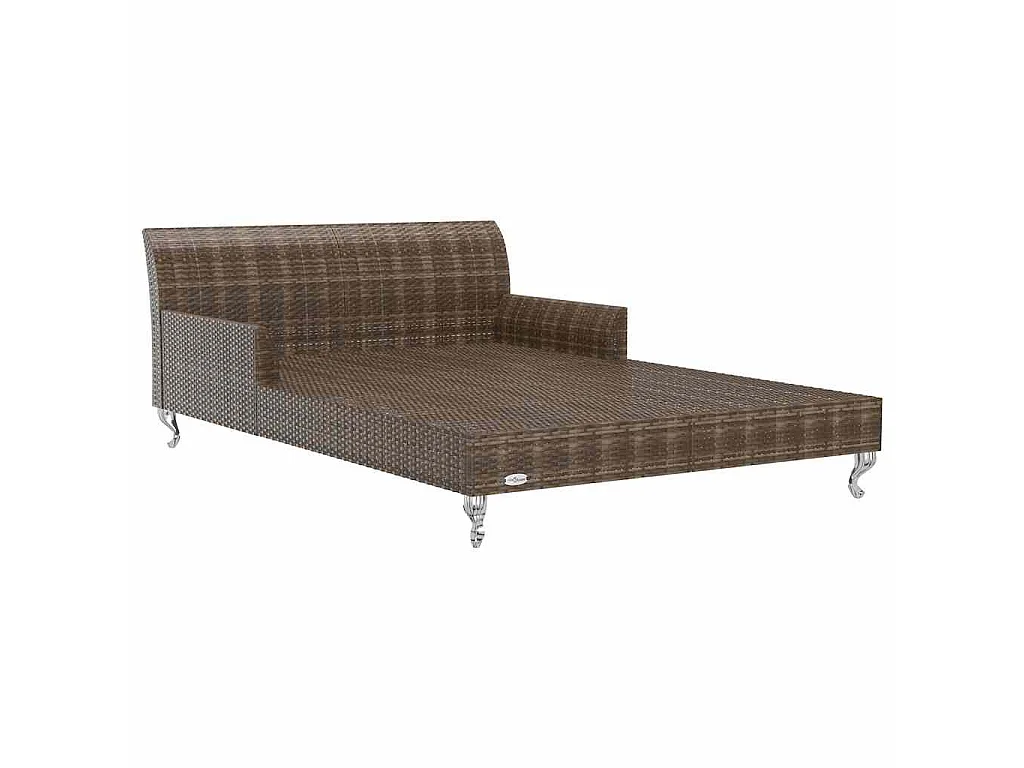2-Personen-Sonnenliege mit Auflagen Poly Rattan Braun