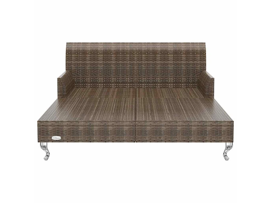 2-Personen-Sonnenliege mit Auflagen Poly Rattan Braun