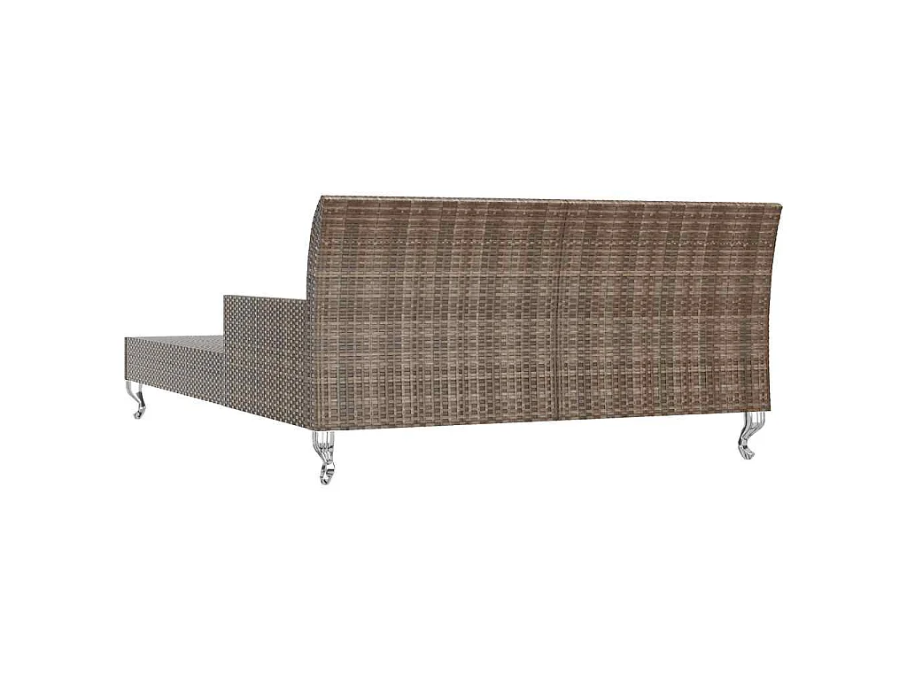 2-Personen-Sonnenliege mit Auflagen Poly Rattan Braun