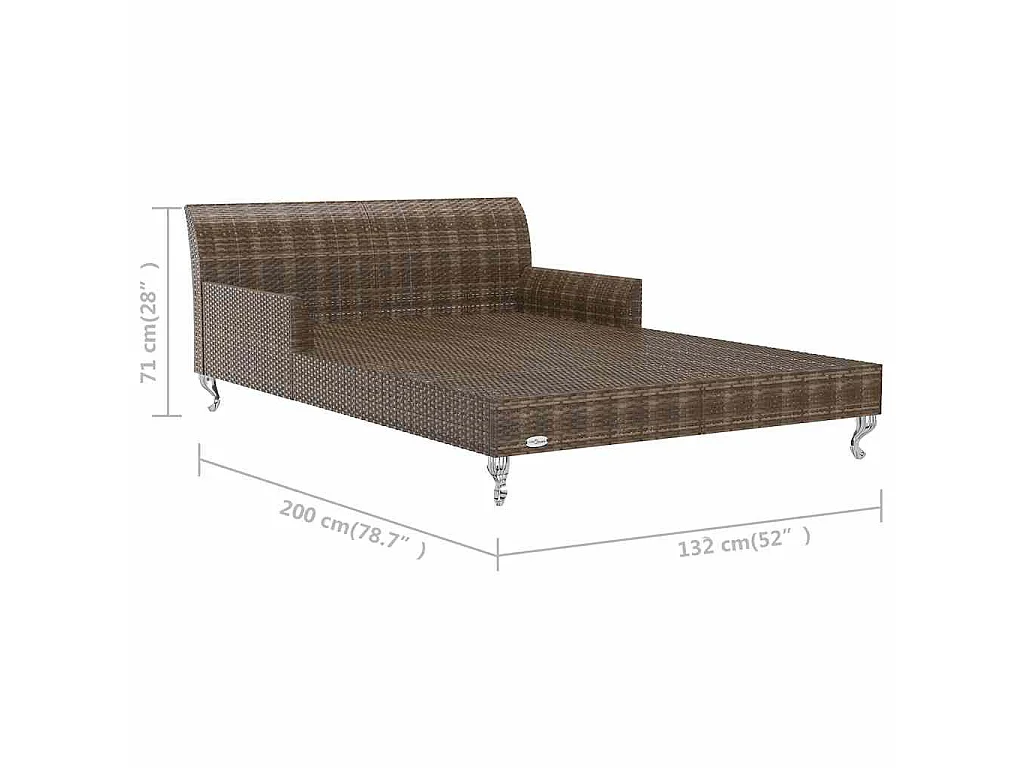 2-Personen-Sonnenliege mit Auflagen Poly Rattan Braun