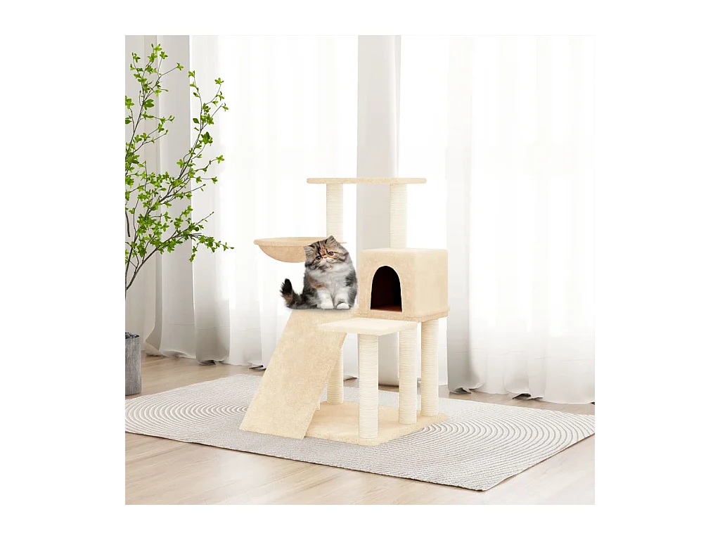 Arbre à chat avec griffoirs en sisal Crème 82 cm