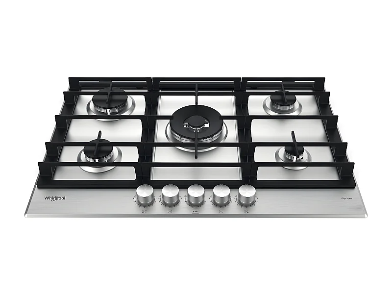 Whirlpool Table de cuisson gaz 73cm 5 feux inox - gmwl758ixlfr