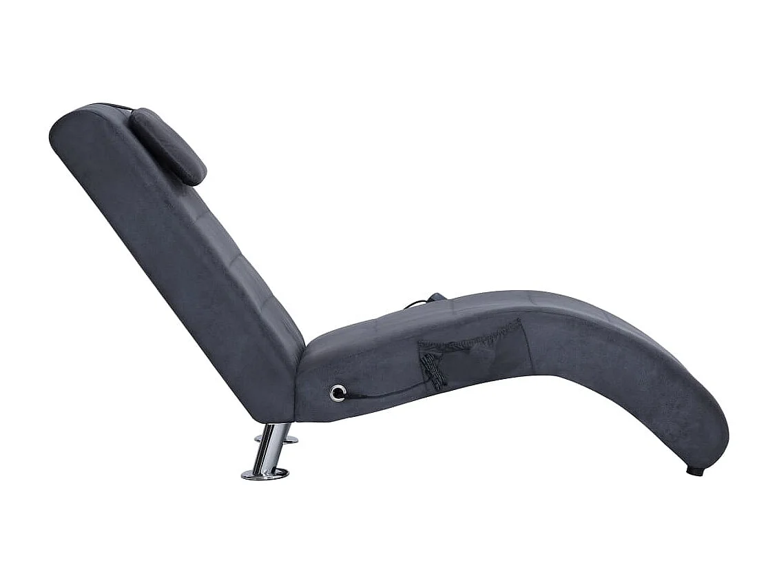 Chaise longue de massage avec oreiller Gris Similicuir daim