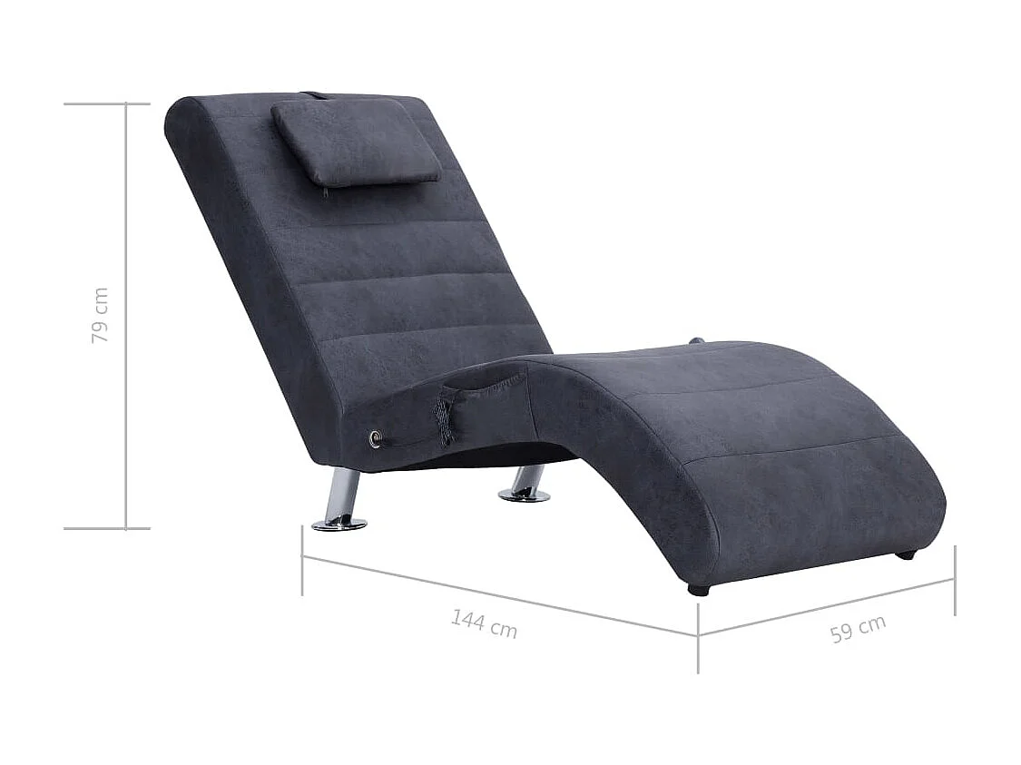 Chaise longue de massage avec oreiller Gris Similicuir daim