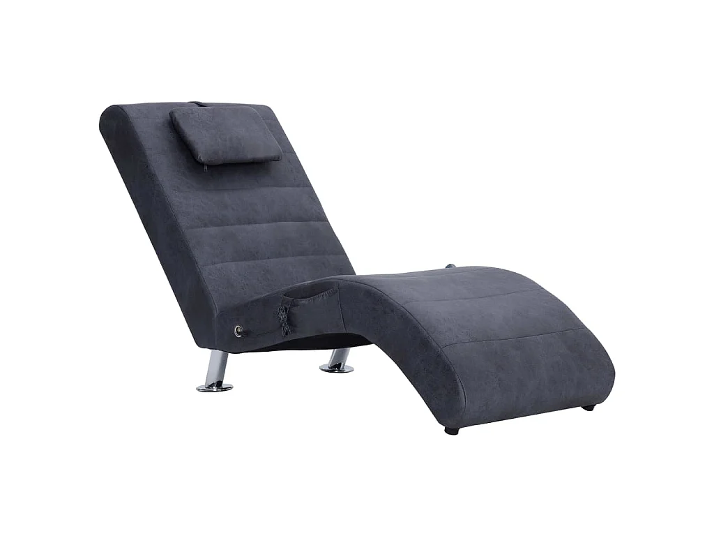 Chaise longue de massage avec oreiller Gris Similicuir daim