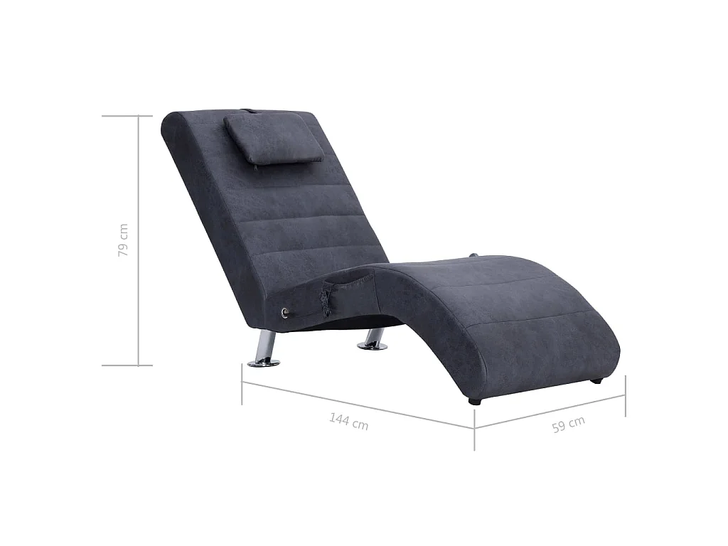 Chaise longue de massage avec oreiller Gris Similicuir daim