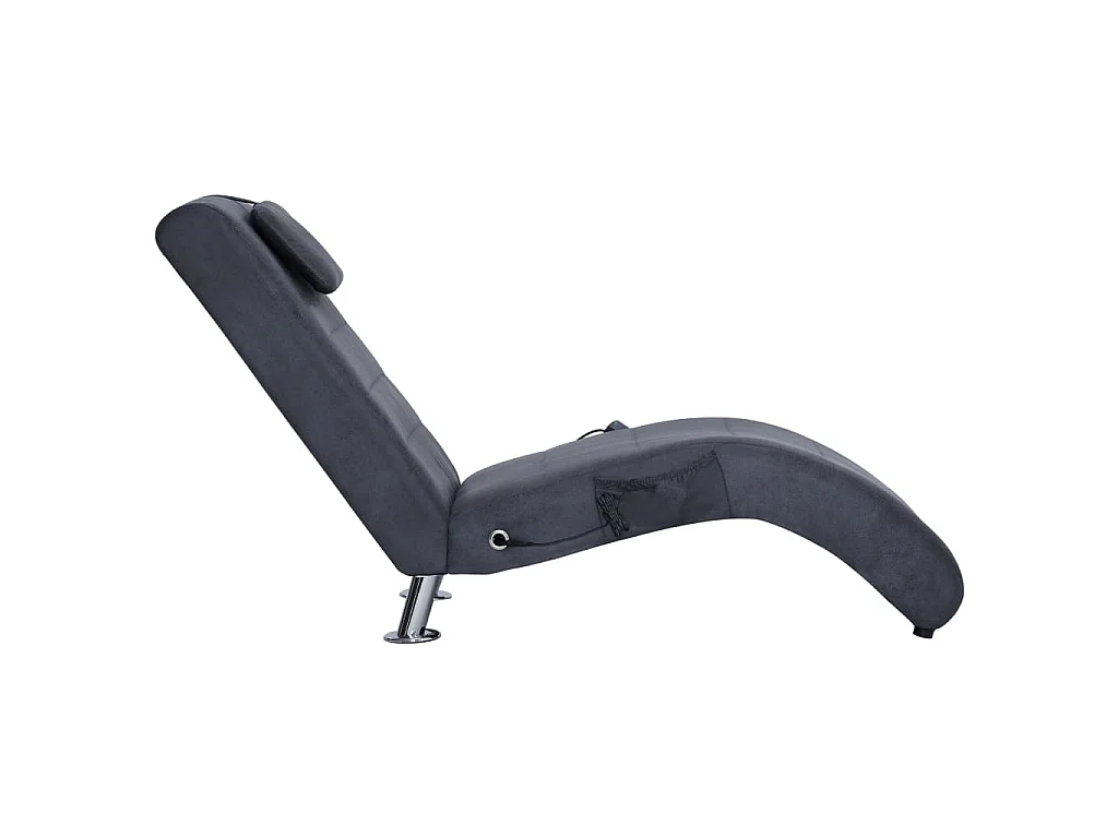 Chaise longue de massage avec oreiller Gris Similicuir daim