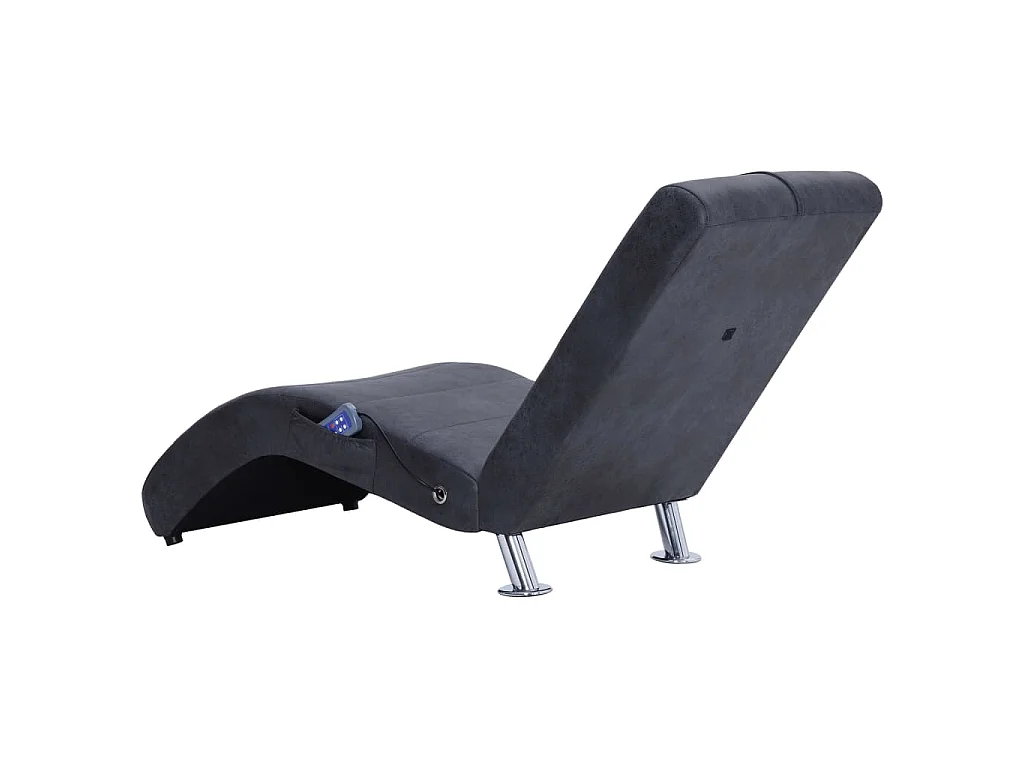 Chaise longue de massage avec oreiller Gris Similicuir daim