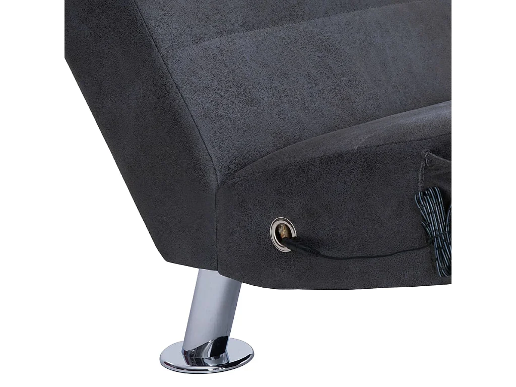 Chaise longue de massage avec oreiller Gris Similicuir daim
