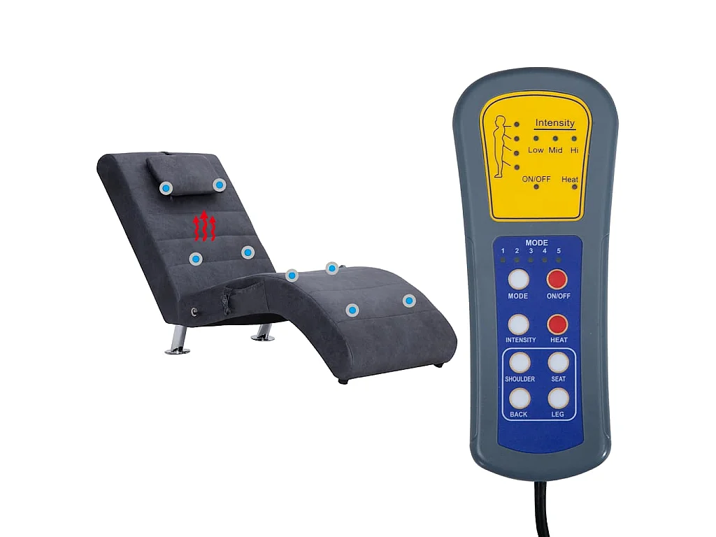 Chaise longue de massage avec oreiller Gris Similicuir daim