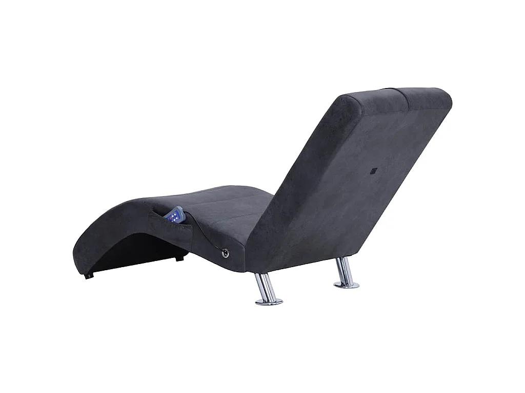 Chaise longue de massage avec oreiller Gris Similicuir daim