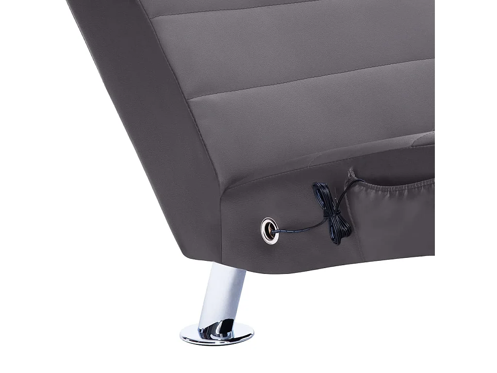 Chaise longue de massagem c/ almofada couro artificial cinzento