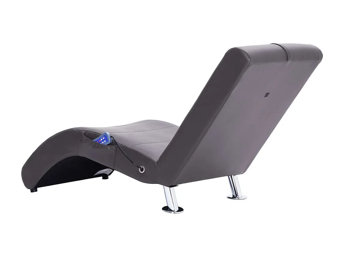 Chaise longue de massage avec oreiller gris similicuir